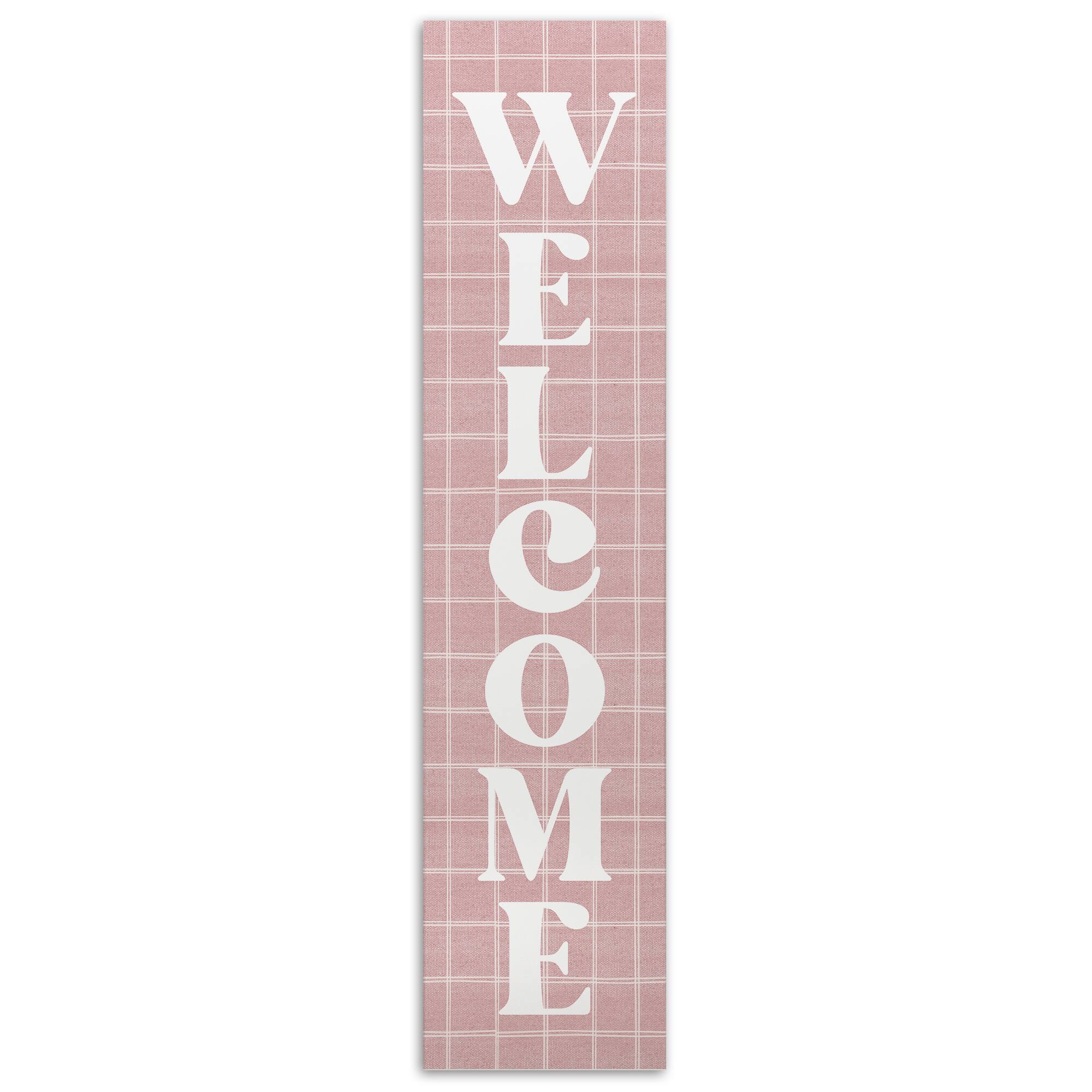 47" Pink Check Welcome Porch Leaner